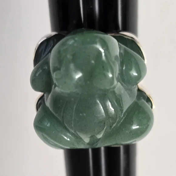 Rare Sajen Sterling Silver 925 Jade Frog Ring - Picture 9 of 12